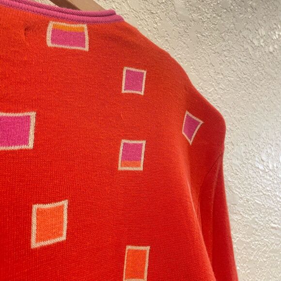 Gudrun Sjoden Orange Geometric Knit Cardigan XXL – Boho Lagenlook Style Organic - Picture 5 of 7